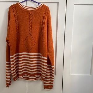 Orange Striped Long Sleeve Sweater